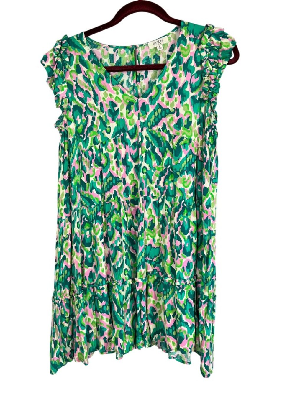 Umgee Colorful Floral Dress M Tropical Feminine Festival Preppy Arts Chic Resort
